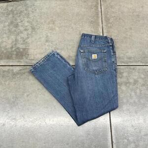 vintage carhartt faded blue straight leg jeans size 34 x 30